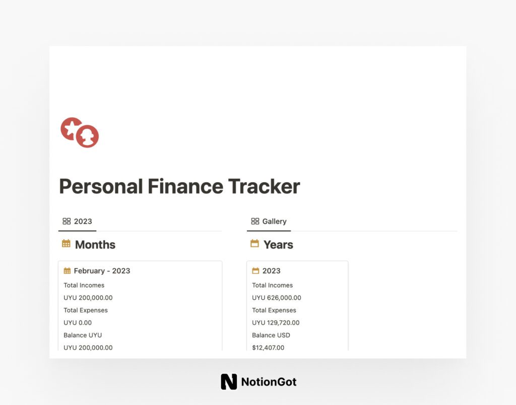 Notion Personal Finance Tracker