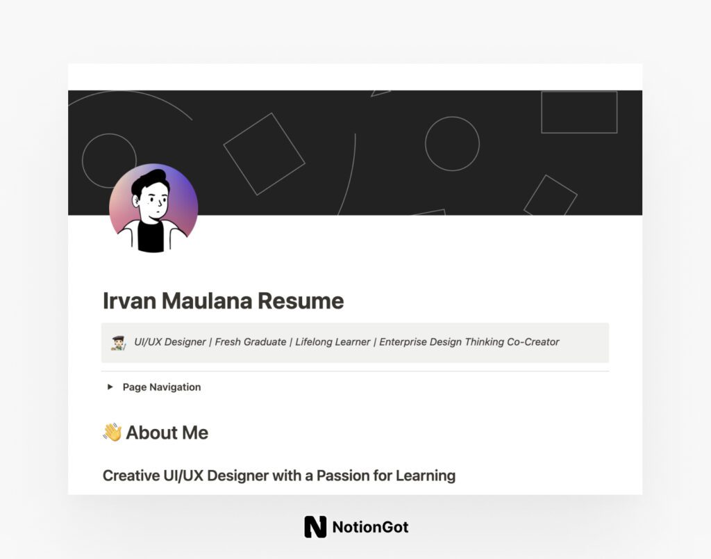 Notion Resume UI/UX Designer