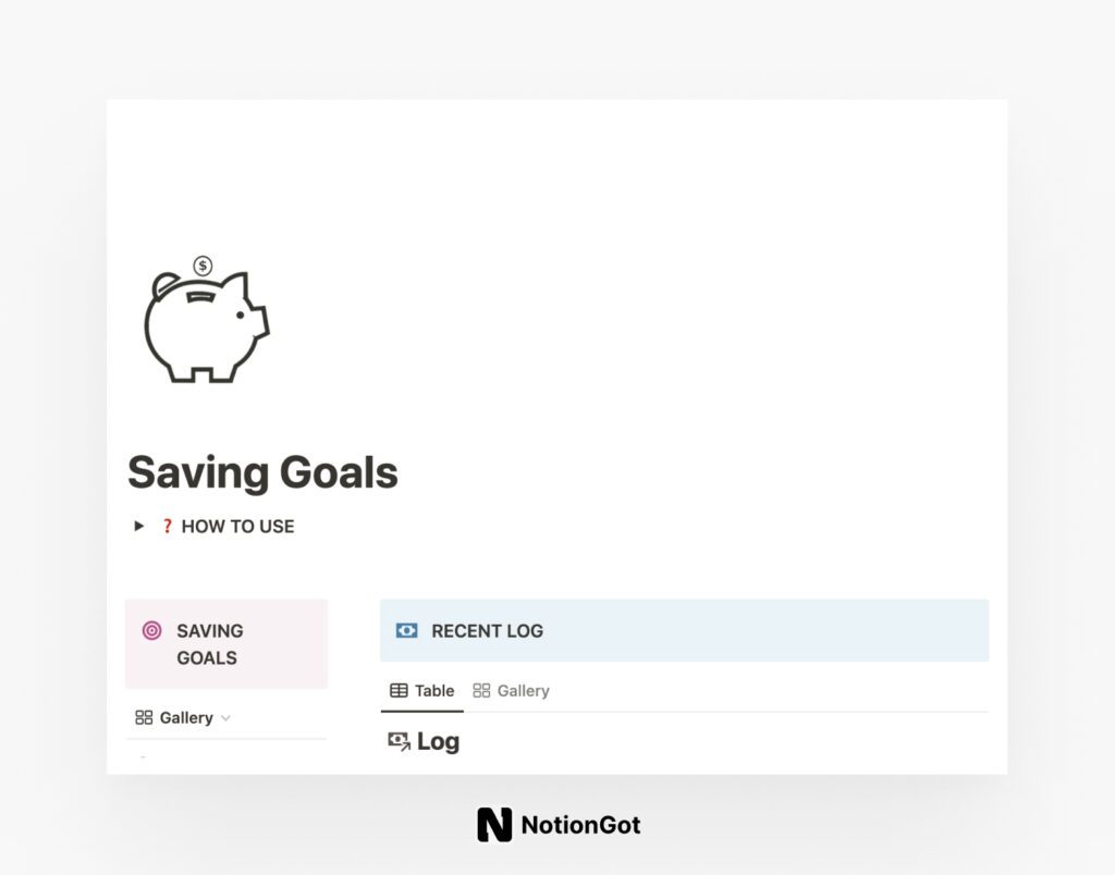 Saving Goals for Notion