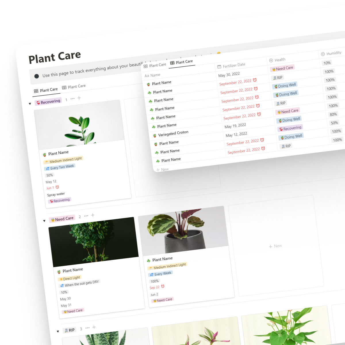 Plant Care Dashboard