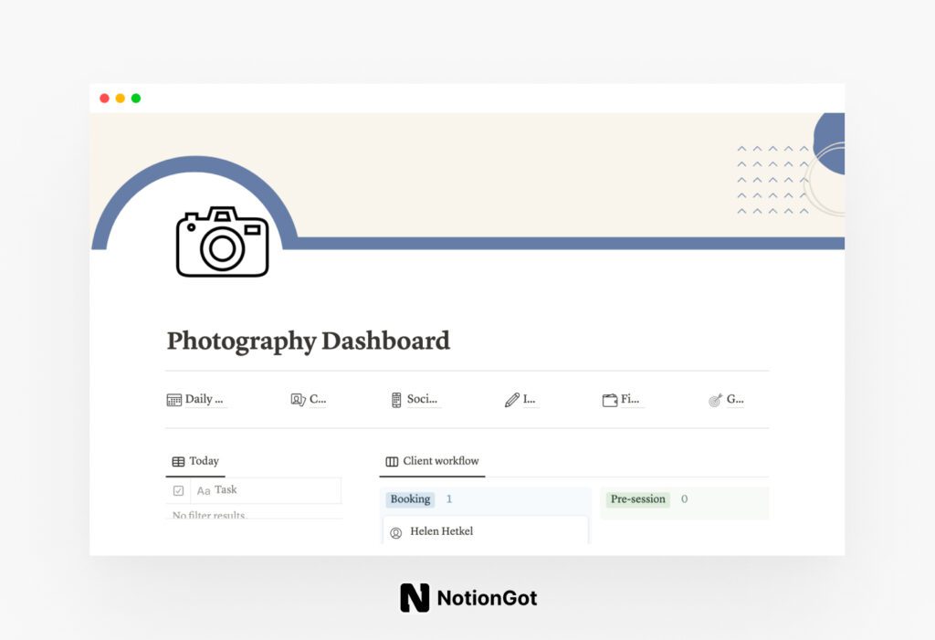 Notion Photography Business Planner