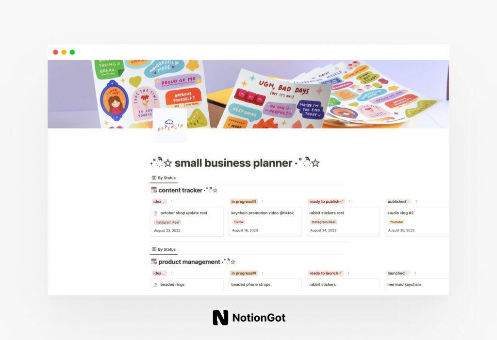 Small business planner Template