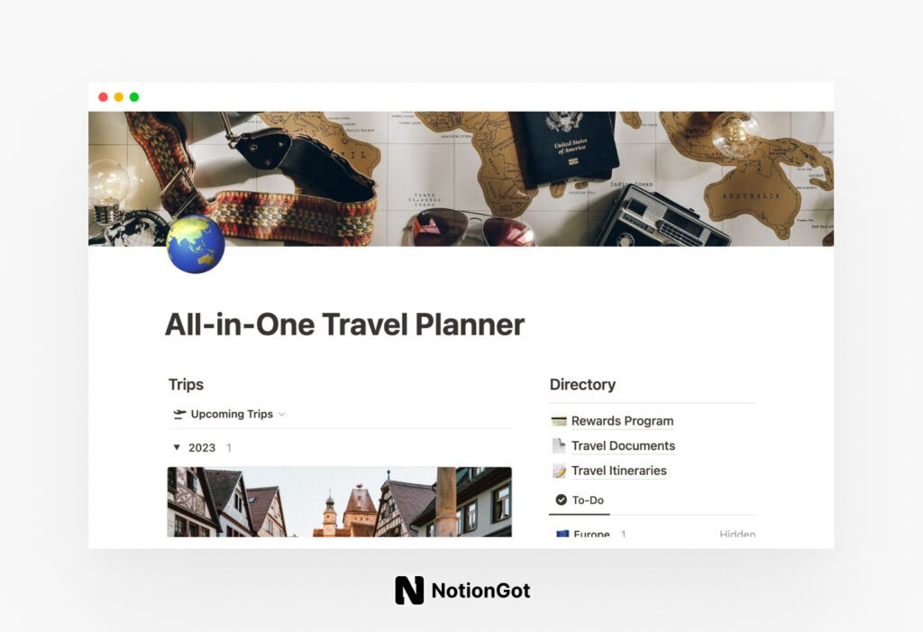 All-in-One Notion Travel Planner