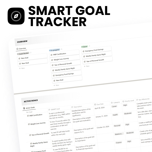 FREE Notion Goal Tracker (SMART)