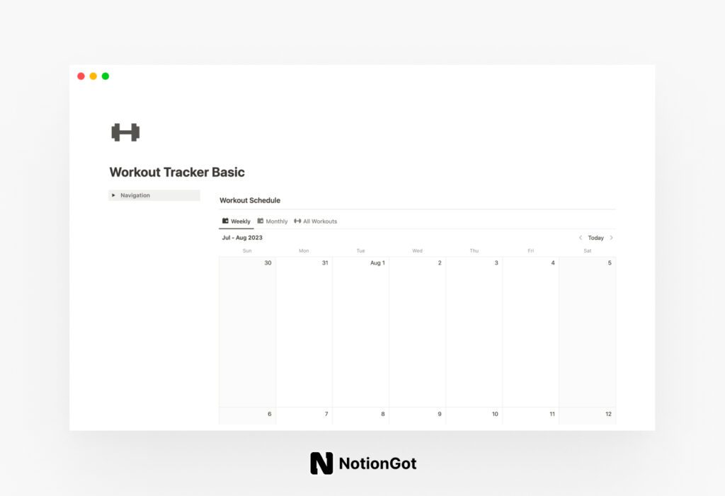 Workout Tracker Notion Template