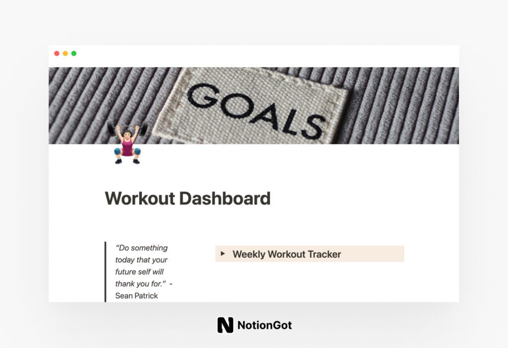 Workout dashboard