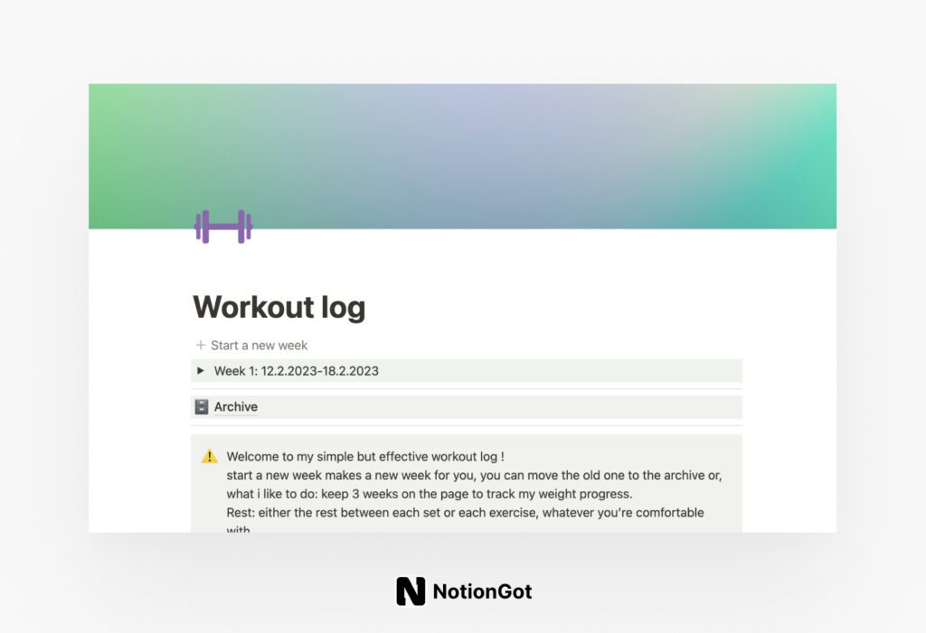 Workout log