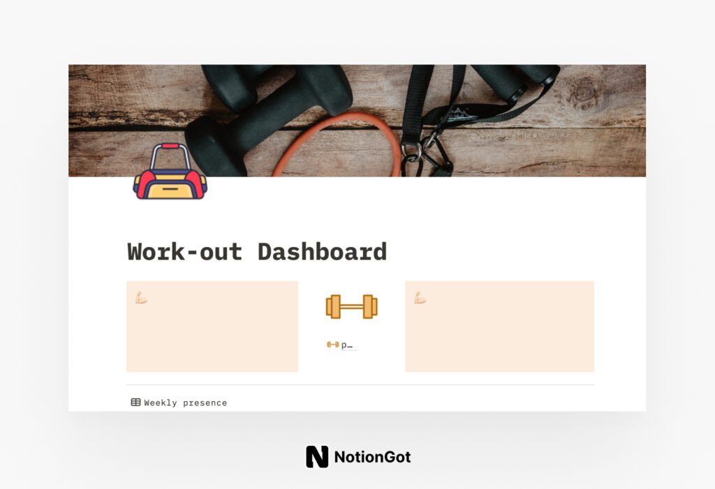 Workout dashboard for Notion