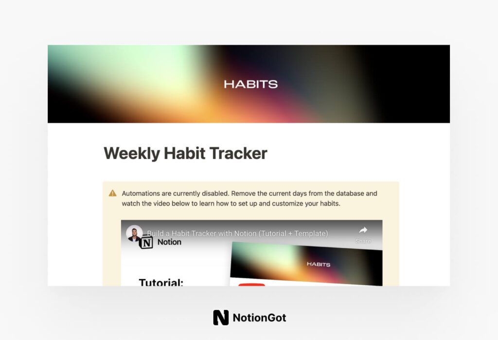 Notion Weekly Habit Tracker