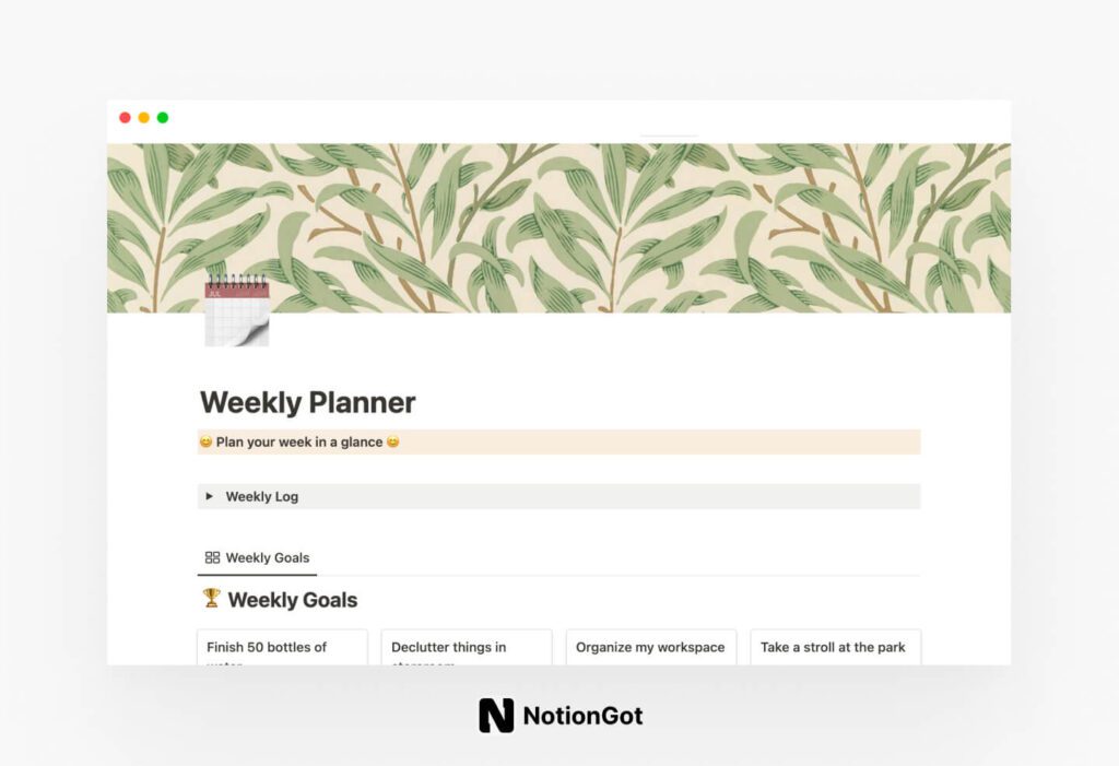 Weekly Planner by Notion Mom