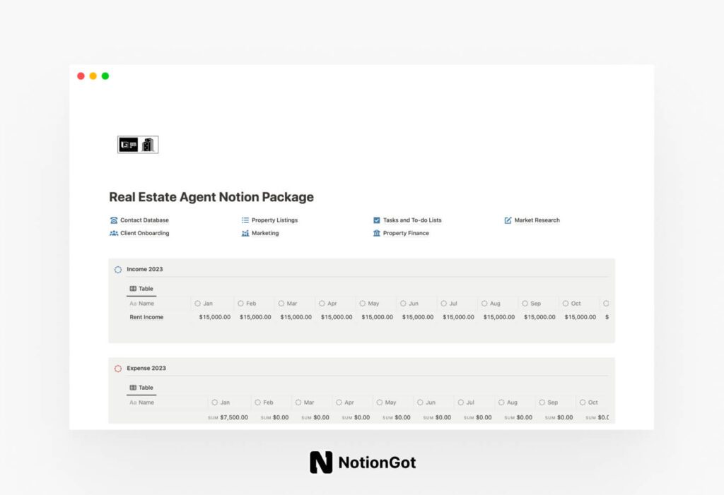 Real Estate Agent Notion Package