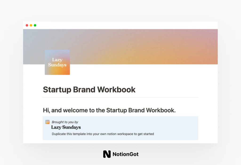 Startup Brand Workbook Template