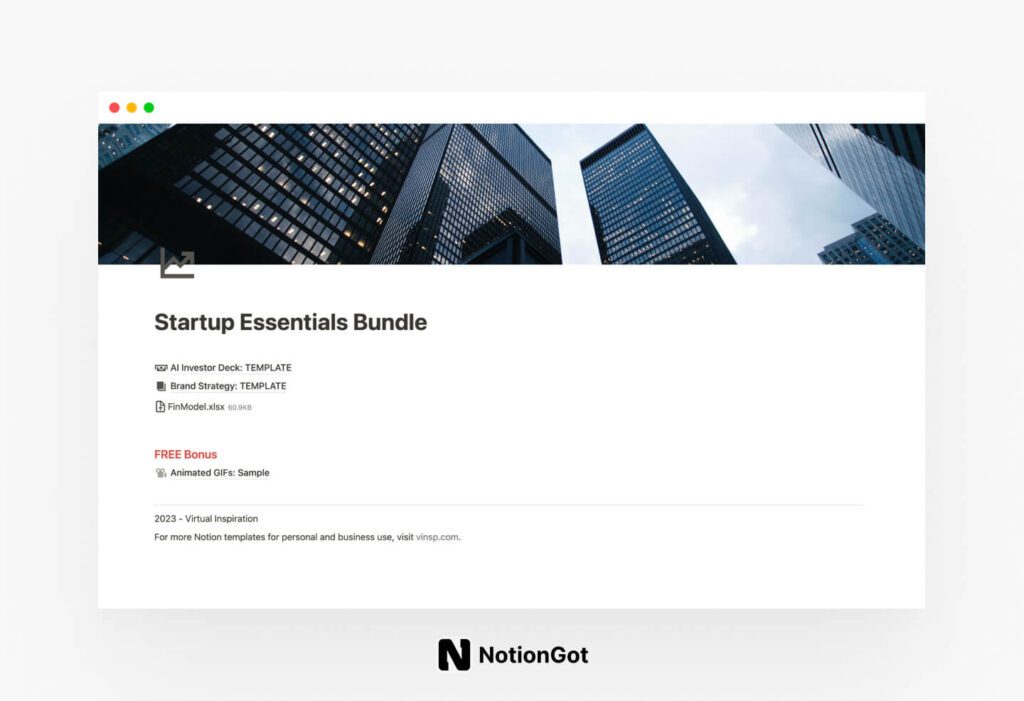 Startup Essentials Bundle for Notion