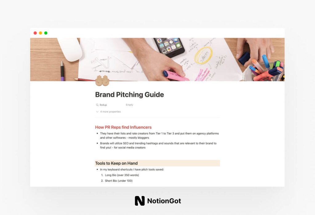 Brand Pitching Guide Template