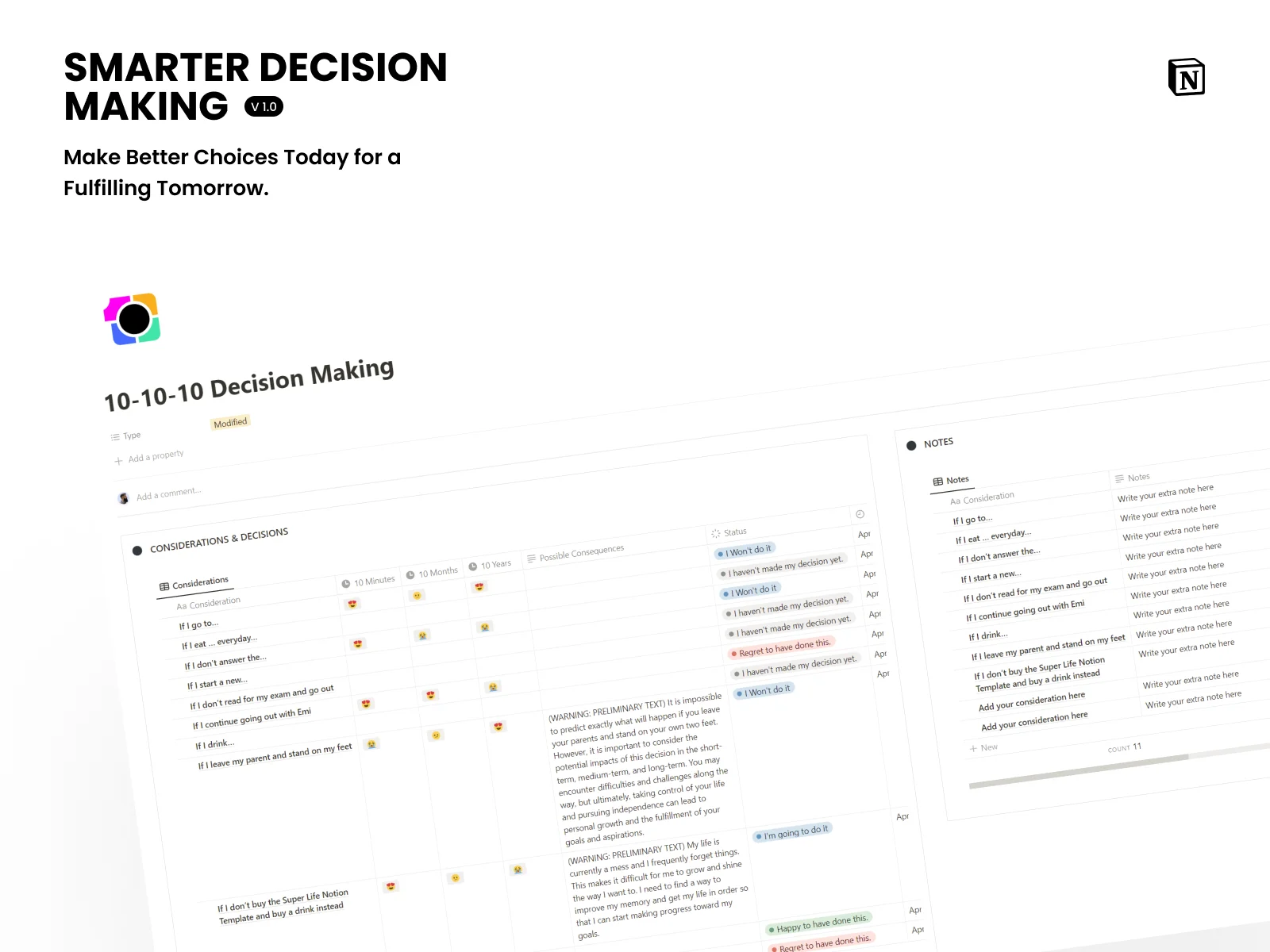 Smarter Decision Making Notion Template