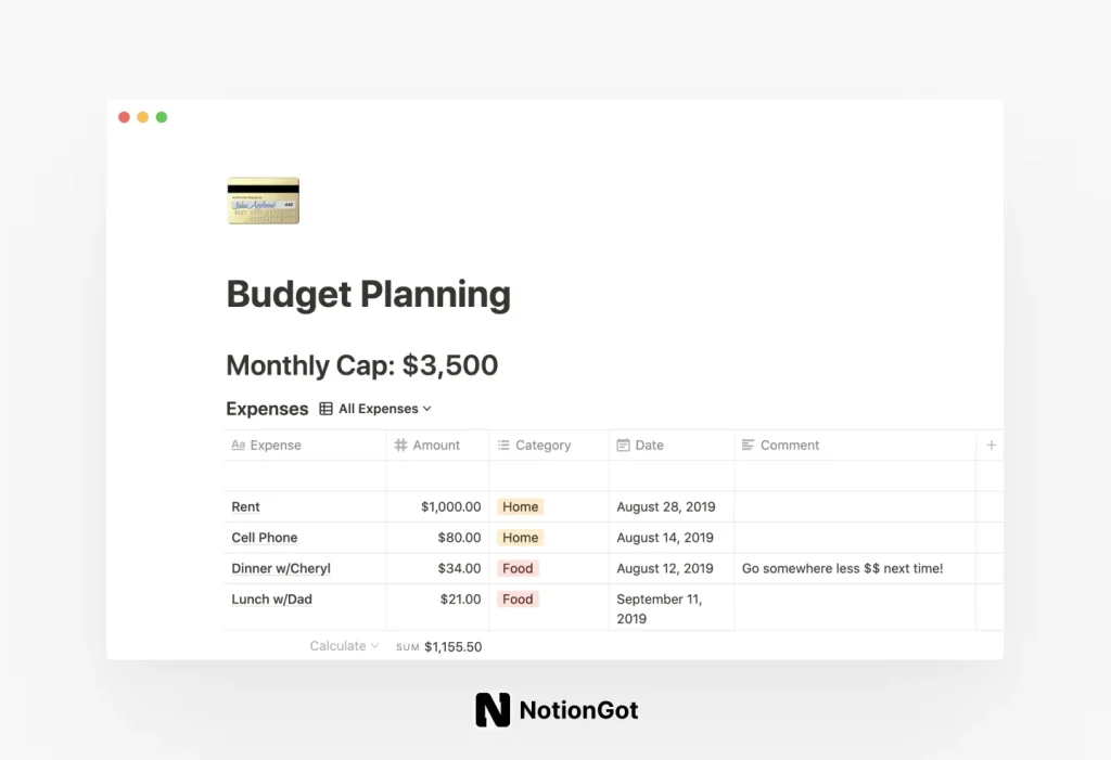 Budget planning Template