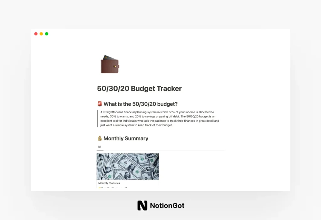 50/30/20 budget tracker