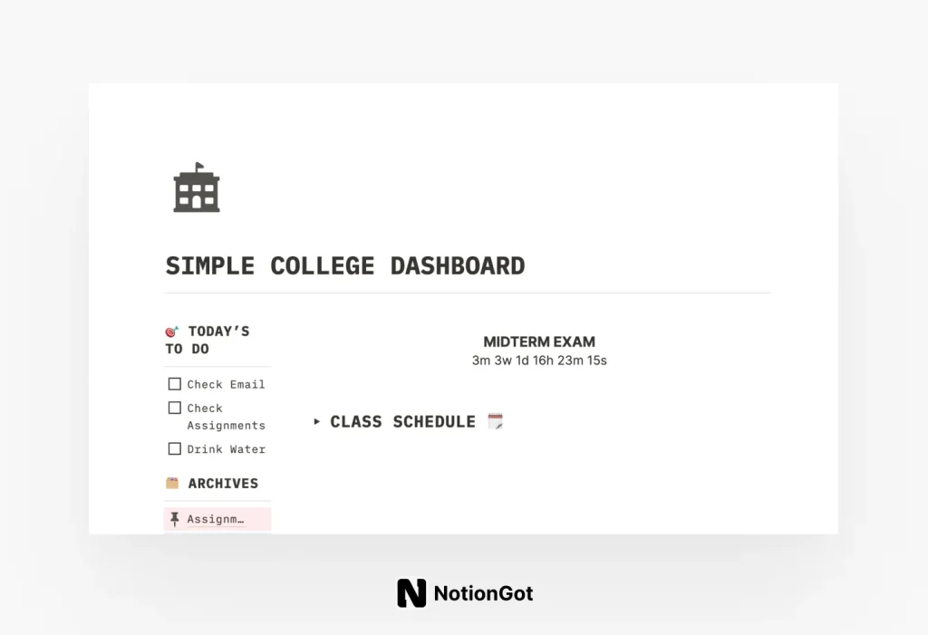Simple College Dashboard