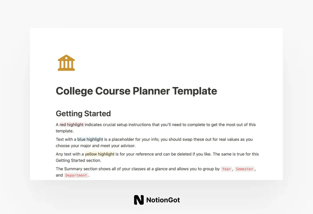 College Course Planner