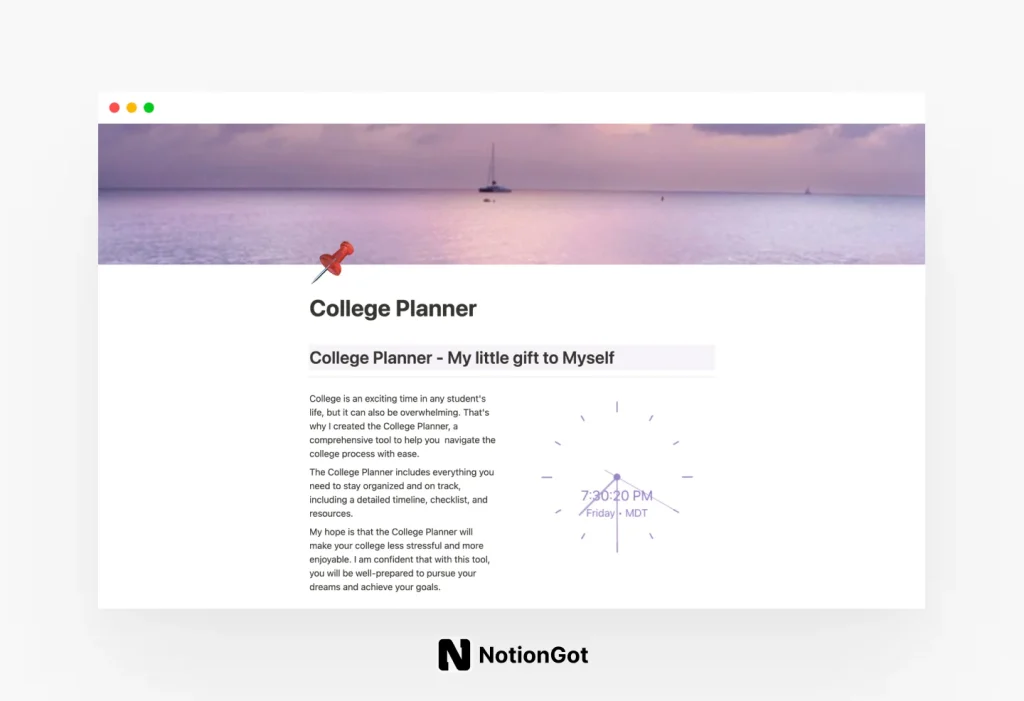 Notion College Planner Template