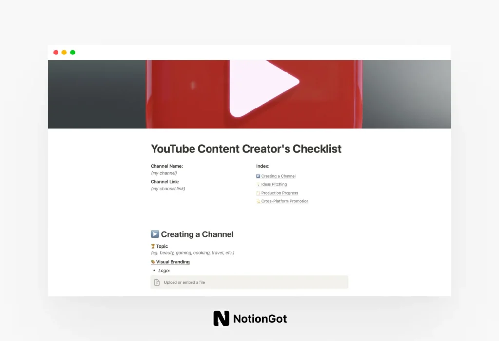 YouTube Content Creator's Checklist (FREE)