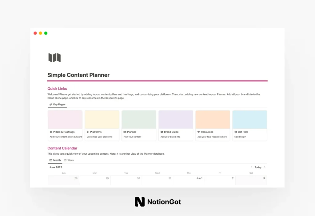 Simple Content Planner & Calendar
