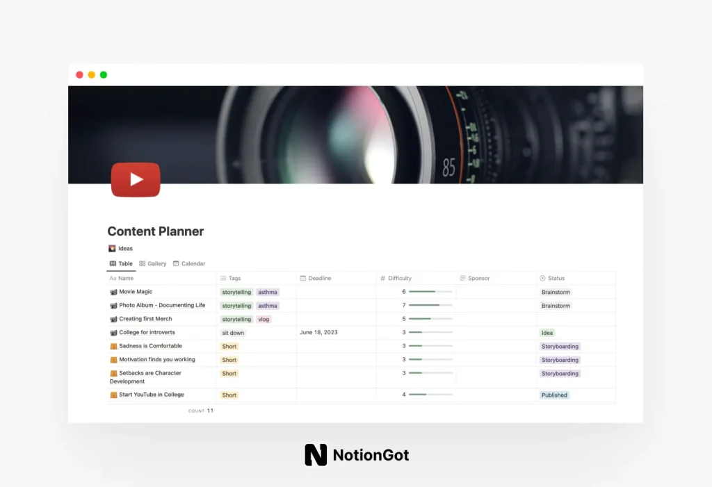 Content Planner for Notion (FREE)