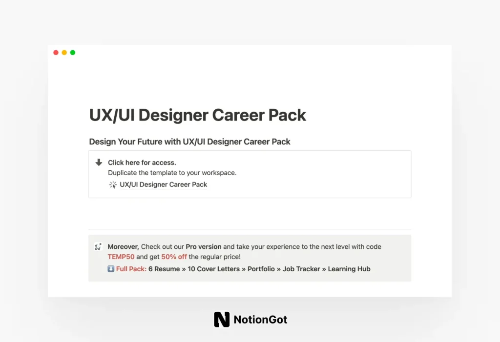 UX/UI Designer Career Pack