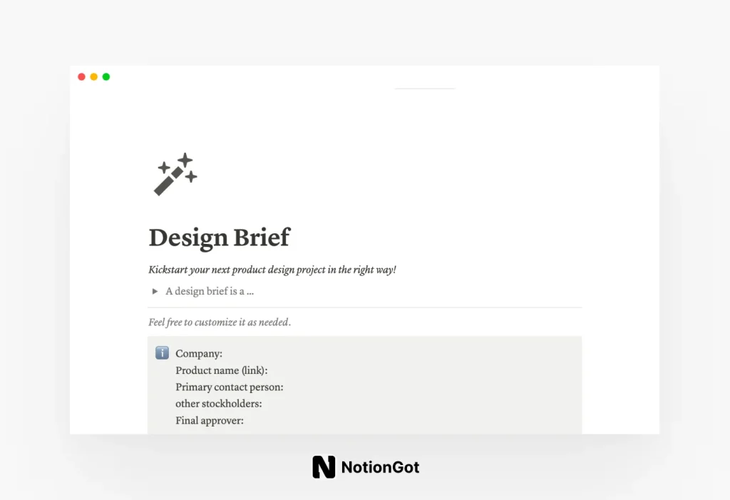Notion Design Brief