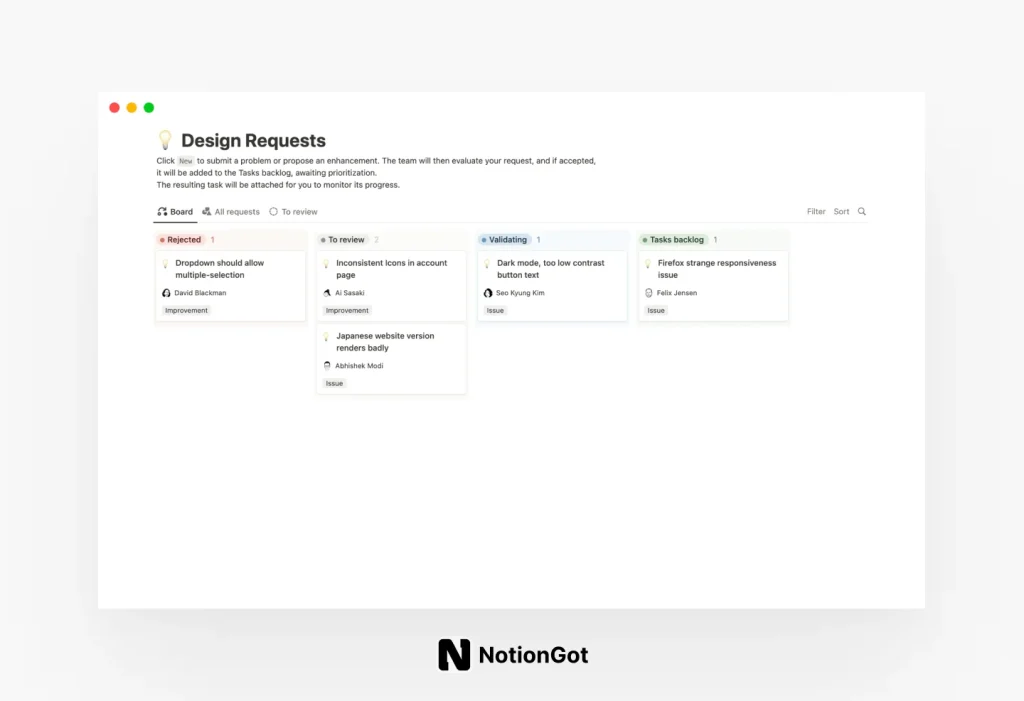 Design Requests Template