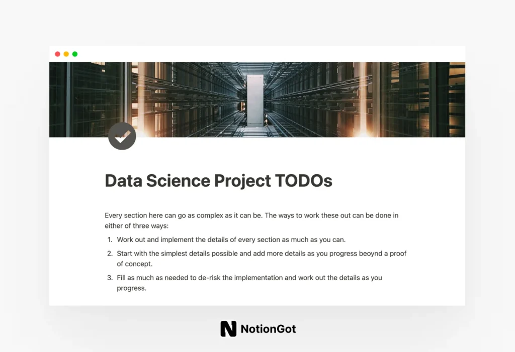 Data Science Project ToDos Template