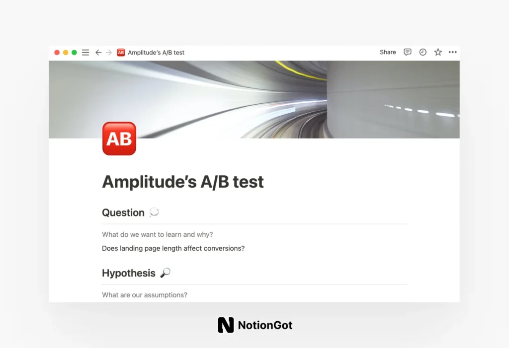 Amplitude’s A/B test Template
