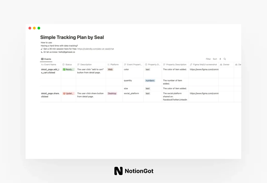 Simple Data Tracking Plan