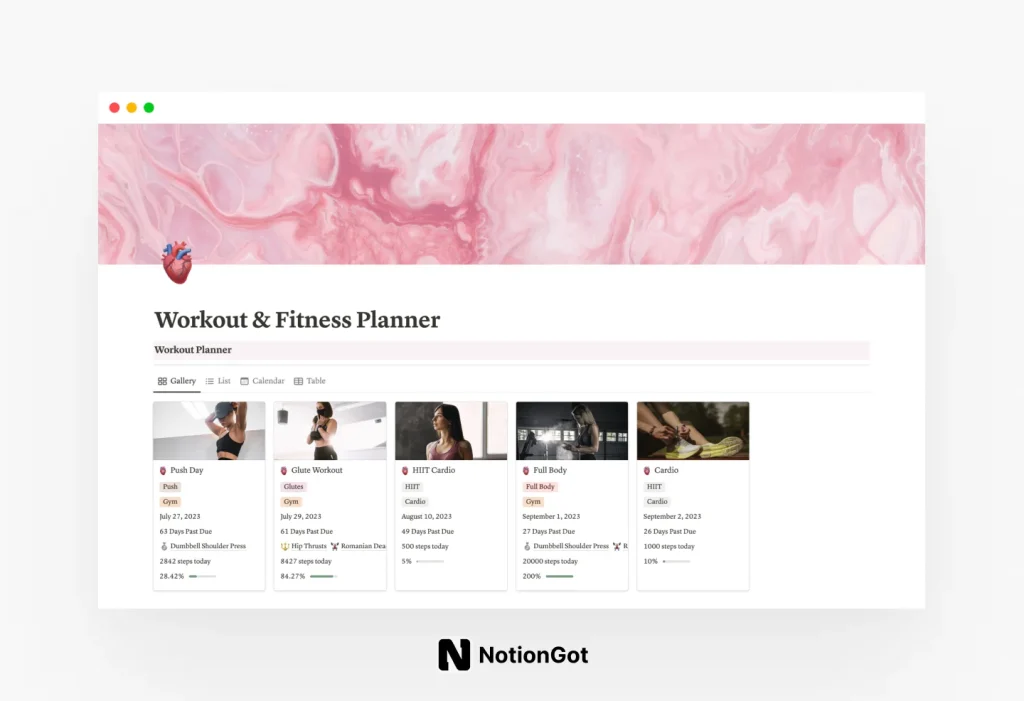 Workout & Fitness Planner