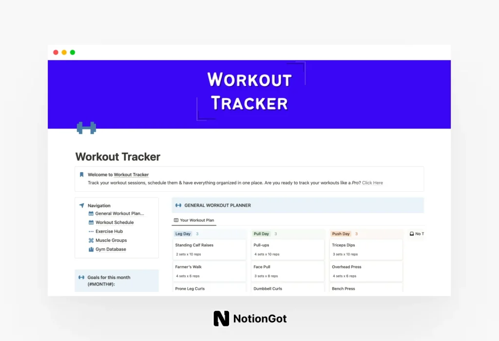 Workout Tracker for Notion