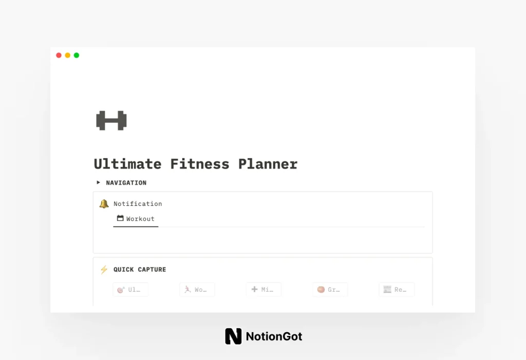 Ultimate Fitness Planner for Notion