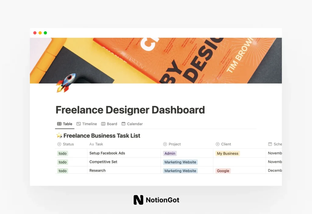 Freelance Designer Dashboard