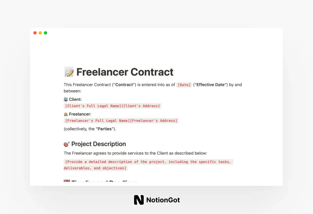 Freelancer Contract Template