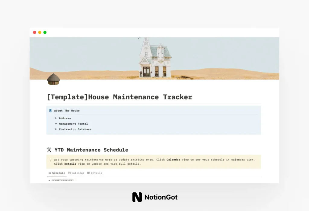 House Maintenance Tracker