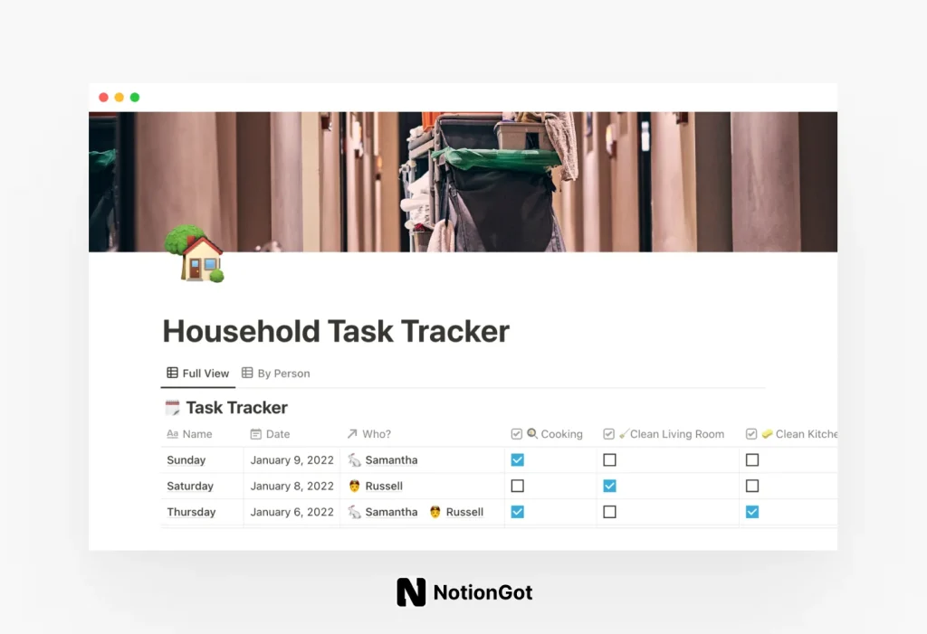 Household task tracker for Notion (FREE)