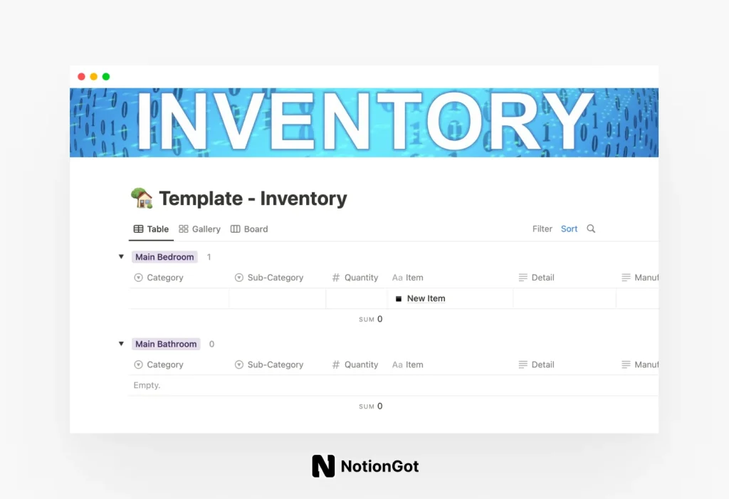 Notion Household Inventory (FREE)