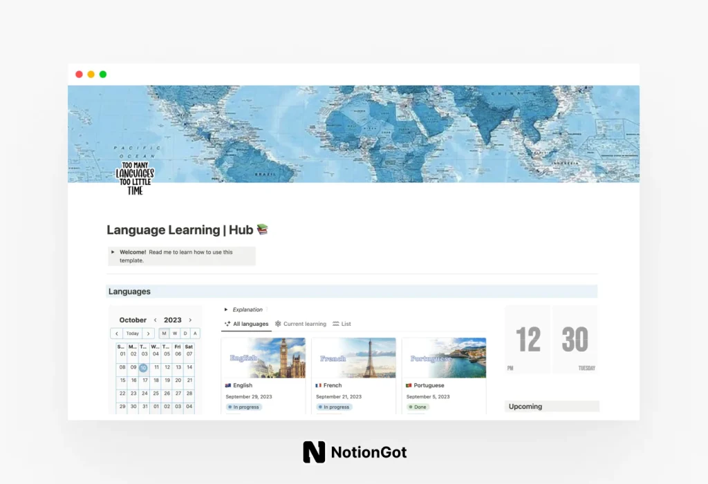 Notion Language Learning Hub