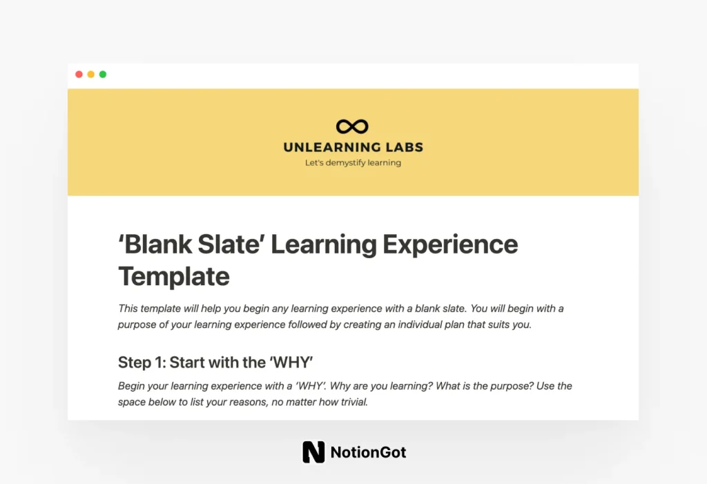 Learning Experience Template
