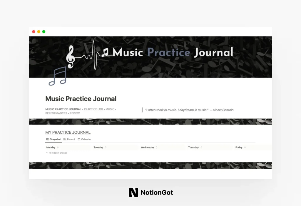 Music Practice Journal