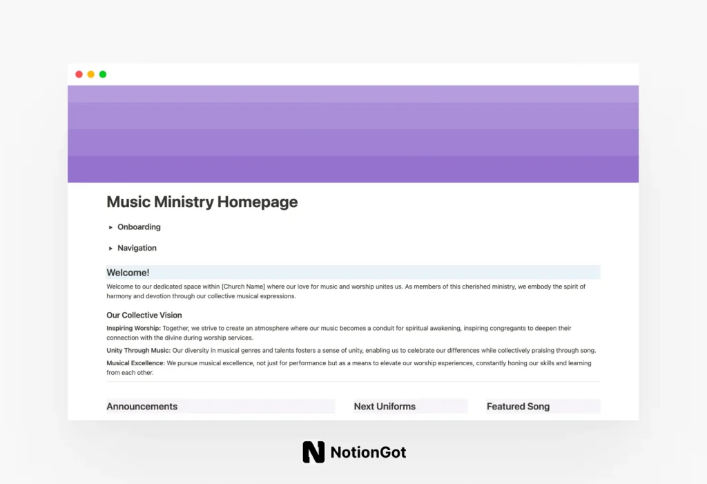 Music Ministry Homepage
