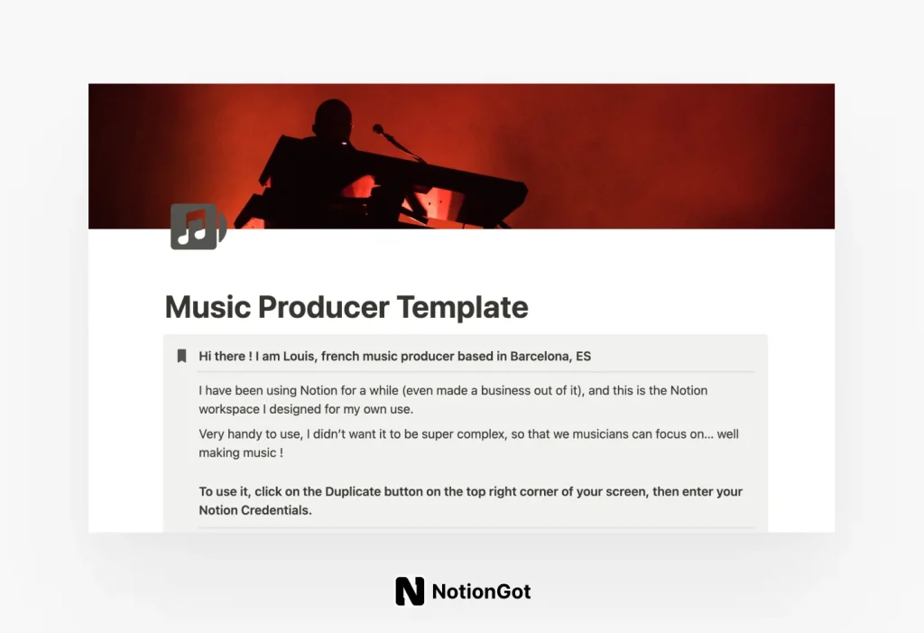 Music Producer Notion Template
