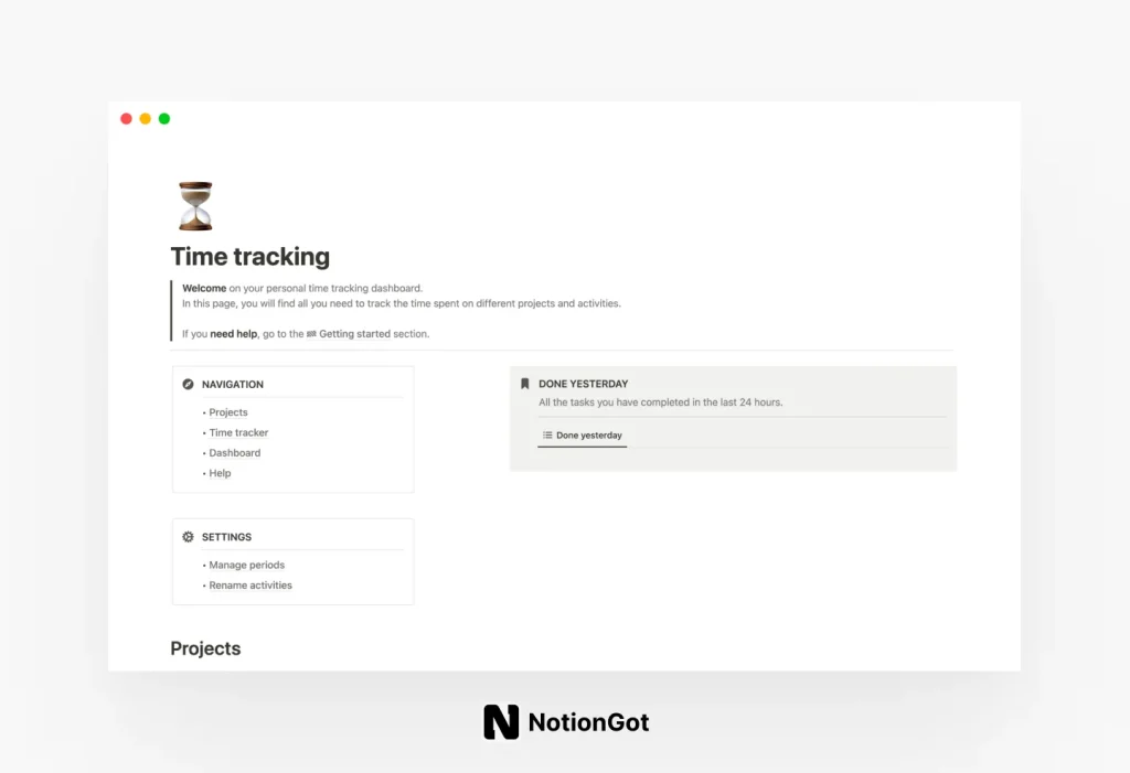Notion Time Tracking Template