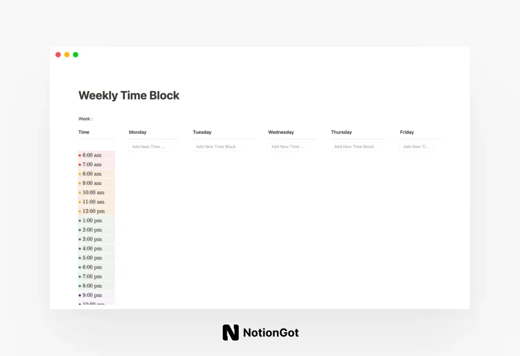 Weekly Time Block