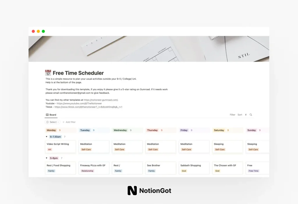 Time Scheduler for Notion