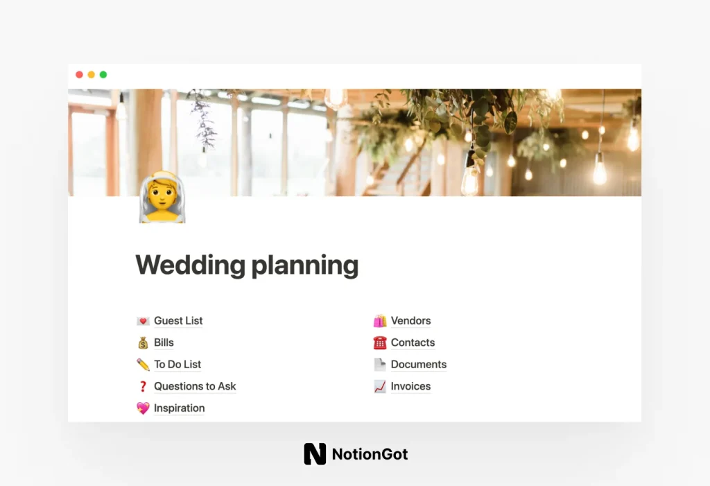 Wedding planning Template